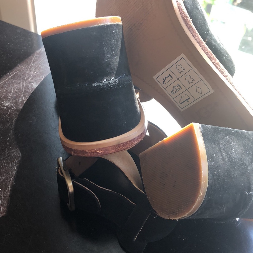 Ugg black strappy heels size W7 - Picture 3 of 6